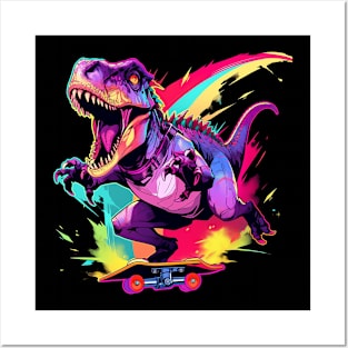 t rex skaterboard Posters and Art
